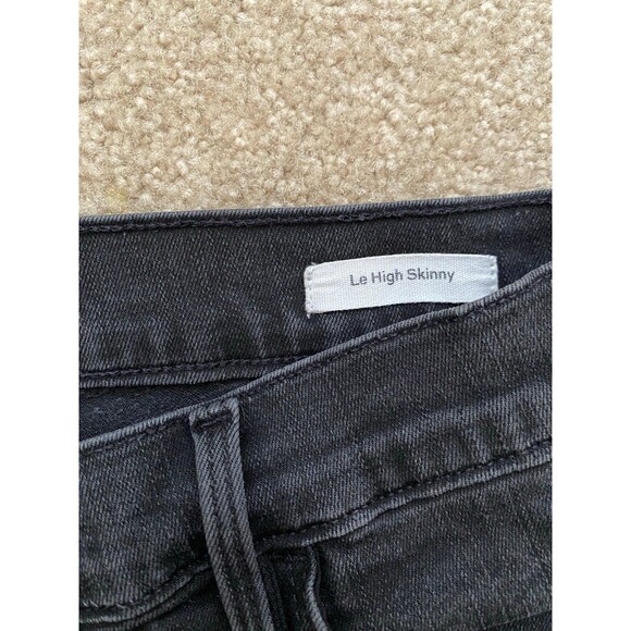 FRAME Le High Skinny Faded Black Scalloped Raw Hem Jeans Whittier Size 31 EUC - Picture 6 of 12